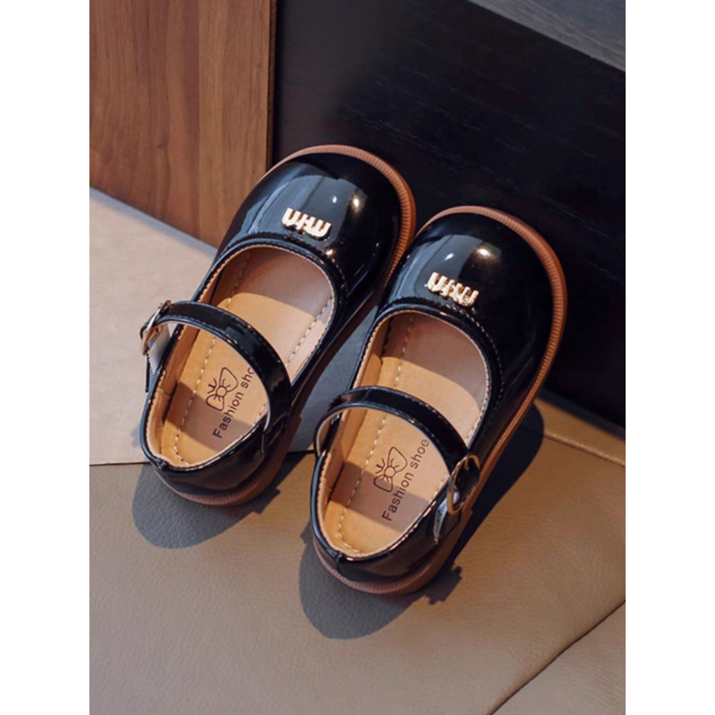 Giày búp bê công chúa cho bé gái sz 21-30, Giày bệt bé gái đính tag chữ Min da siêu mềm phong cách Hàn Quốc sành điệu