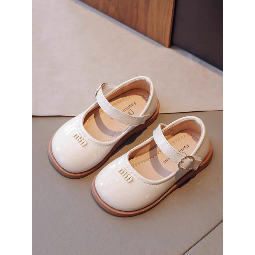 Giày búp bê công chúa cho bé gái sz 21-30, Giày bệt bé gái đính tag chữ Min da siêu mềm phong cách Hàn Quốc sành điệu