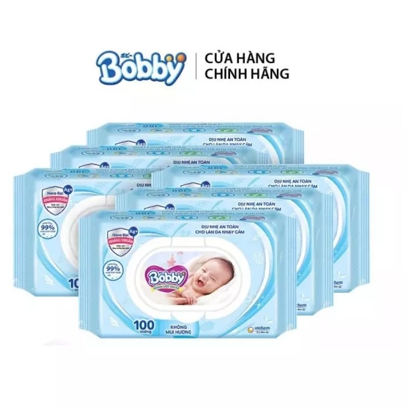 Combo 10 gói khăn ướt bobby 80 tờ/100 tờ