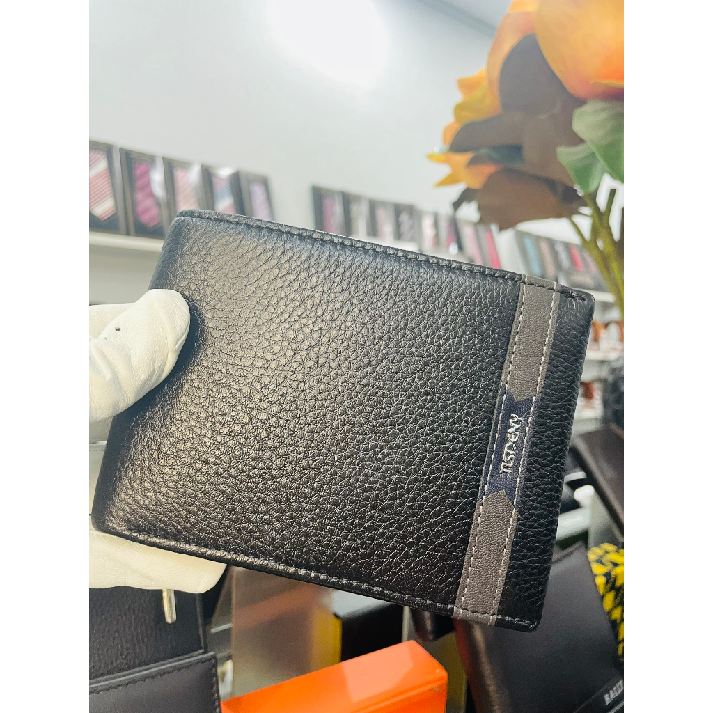[ HCM - 100% Da Bò - 162 ] Ví Nam Da Bò TISDENY lót da bò - Màu Đen Ví ngang - 0661