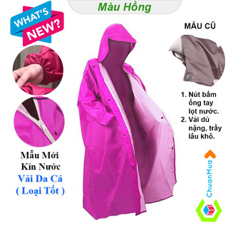 Áo mưa bít khóa kéo vải dù da cá có nón liền cao cấp Ka ra - Áo mưa dây kéo có nón vải dù tổ ong