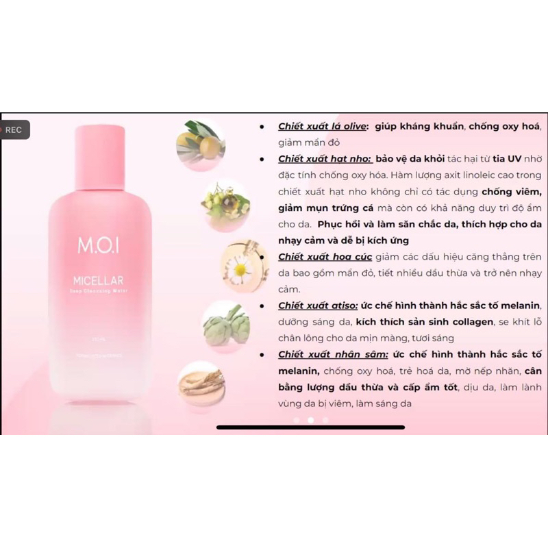 TẨY TRANG MINI 40ML NHÀ M.O.I.MICELLAR WATER . CHIẾT XUẤT THIÊN NHIÊN . SẠCH SÂU , DỊU NHẸ , KHÔNG CAY MẮT