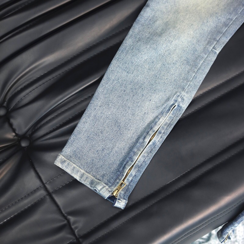 Quần jean nam streetwear sk039,2 màu xanh vàng,xanh đậm,quần ống bó có khóa zip