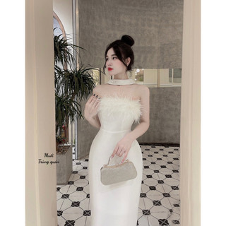Đầm tafta body đính lông vũ cực kỳ sang chảnh