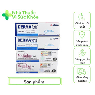 ✅ Derma Forte và Megaduo Gel - Gel Hỗ trợ Giảm Mụn Trứng Cá, Mụn Ẩn, Mờ Thâm Mụn, Mờ Sẹo, Dưỡng Da (Tuýp 15g)