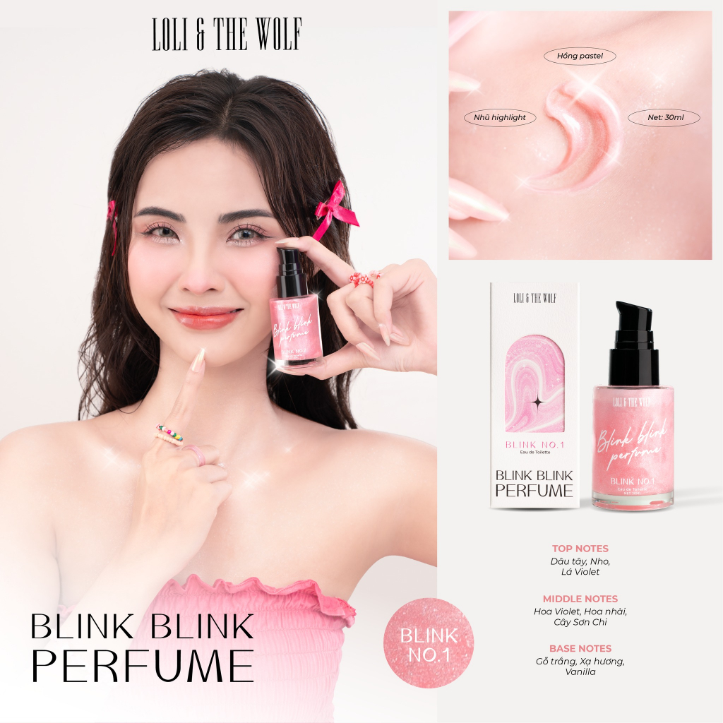 Nước Hoa Nữ Ánh Nhũ Lấp Lánh Loli And The Wolf - Blink Blink Perfume No.1 Hương Hoa Ngọt Dịu Lôi Cuốn 30ml