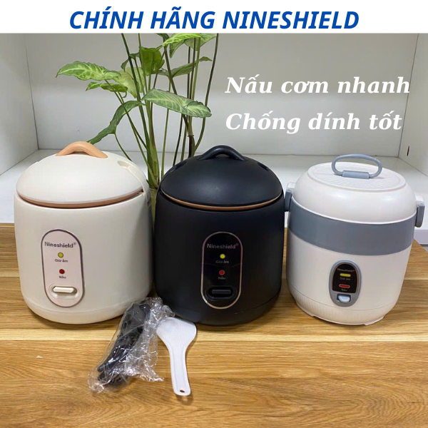 Nồi cơm điện mini 1 người Nineshield chính hãng cao cấp, Nồi nấu cơm sinh viên, Nồi nấu đa năng, hầm cháo tiện lợi
