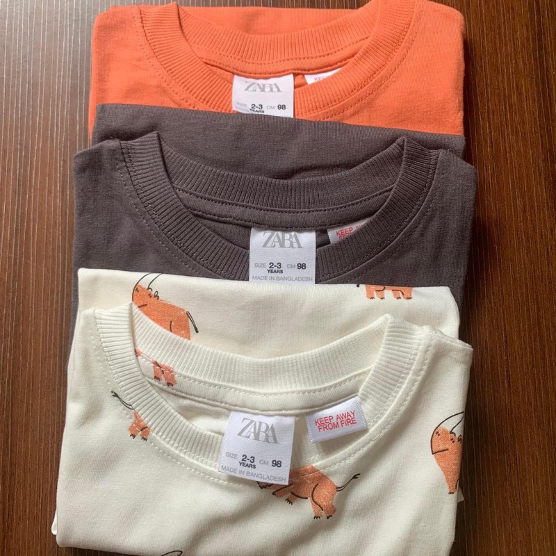 Set 3 áo phông cotton Zara auth săn sale cho bé trai 9-21kg