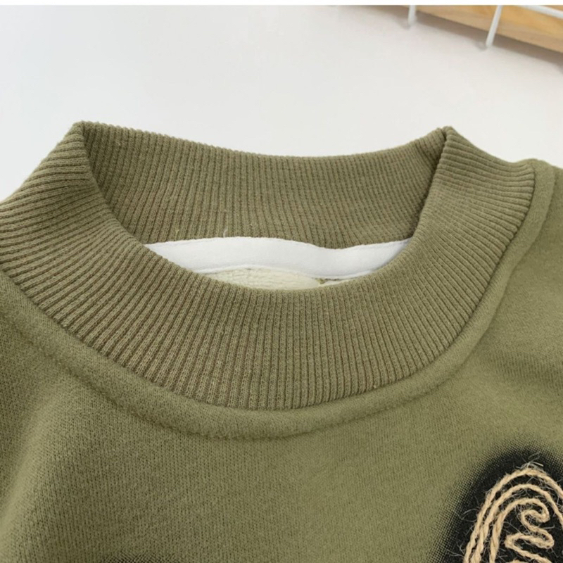 Áo sweater thỏ trần bông cho bé hoạ tiết thêu form rộng thời trang bé trai bé gái