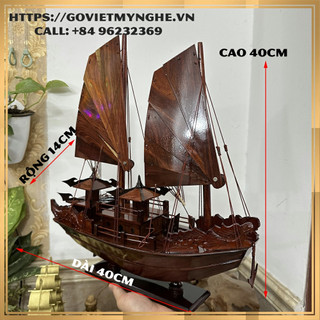 Mô Hình Thuyền Gỗ Tàu Hạ Long Rồng Thuyền Gỗ Trang Trí Nhà Cửa Phong Thủy - Gỗ Cẩm Lai - Dài 40cm