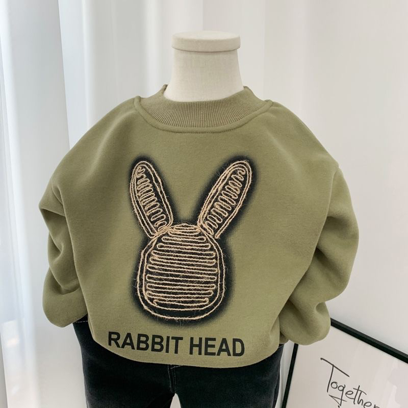 Áo sweater thỏ trần bông cho bé hoạ tiết thêu form rộng thời trang bé trai bé gái