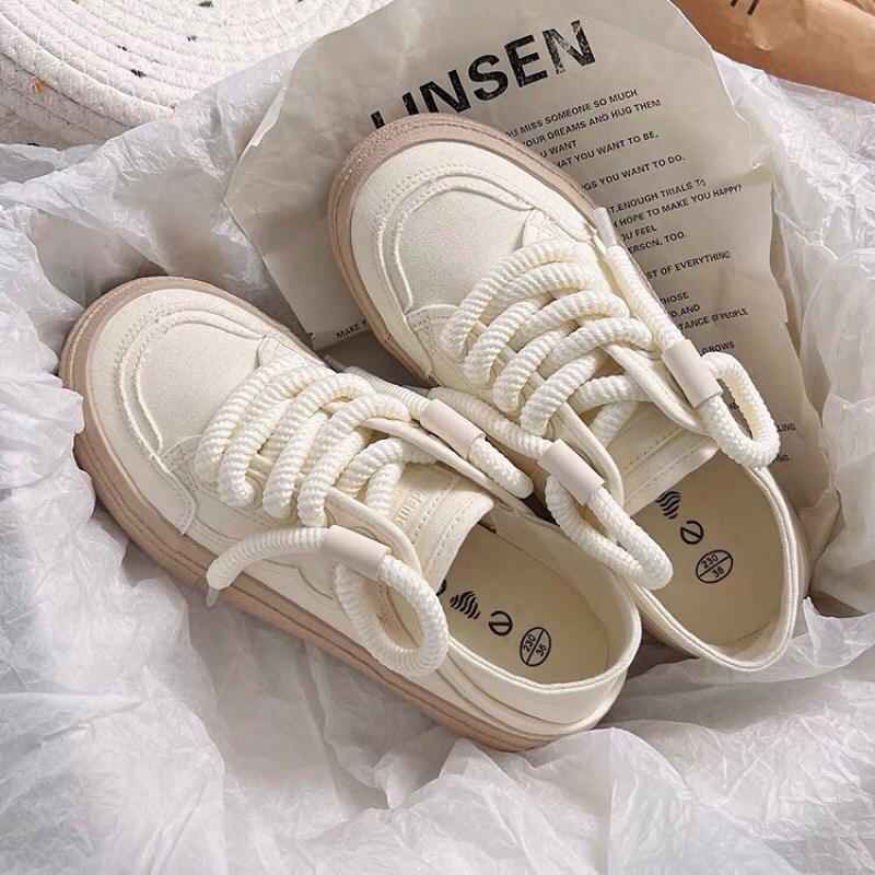 Giày thể thao nữ đế độn đạp gót lisen vải cao cấp