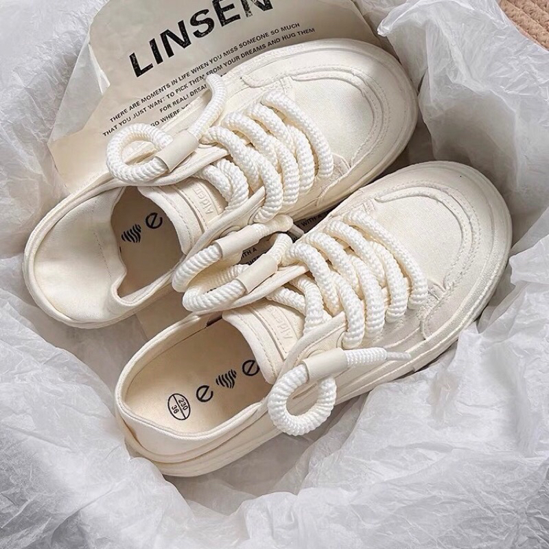 Giày thể thao nữ đế độn đạp gót lisen vải cao cấp