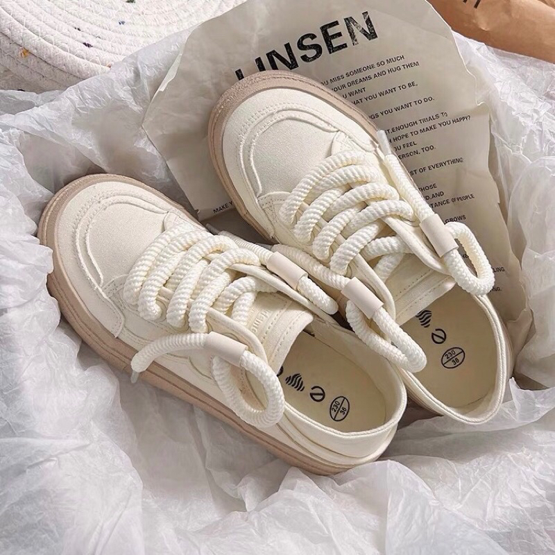 Giày thể thao nữ đế độn đạp gót lisen vải cao cấp