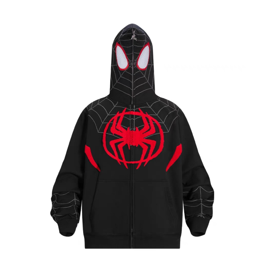 Áo Khoác Khoá Kéo Spider Man Đỏ, Unisex, Form Rộng, Nỉ, Dày Dặn, Ấm Áp, A458