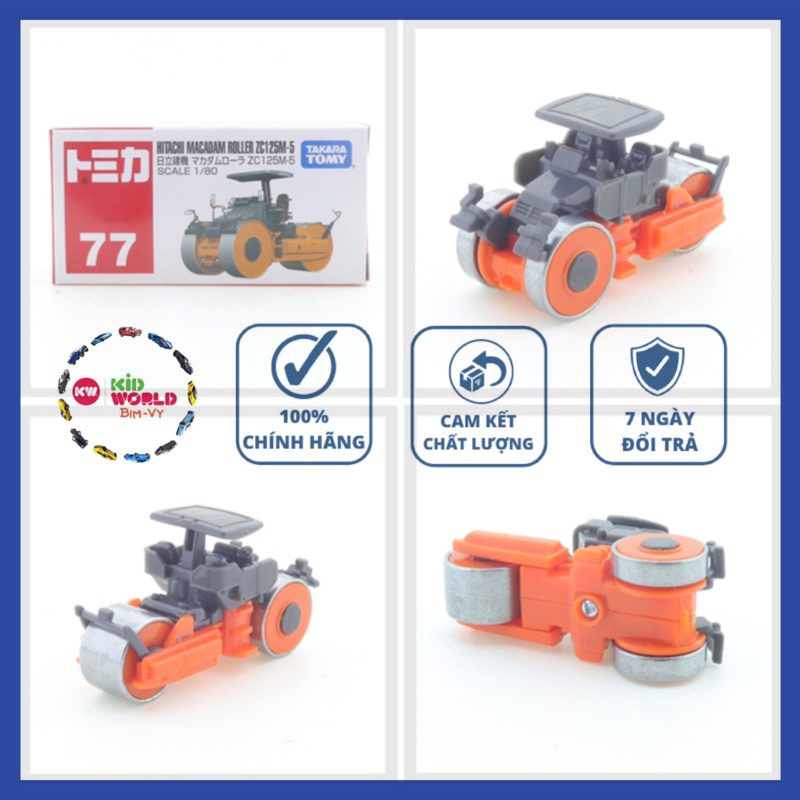 Xe mô hình Tomica Box Tải Lu Hitachi Macadam Roller ZC125M-5. MS: 090. Tỷ lệ 1:80.
