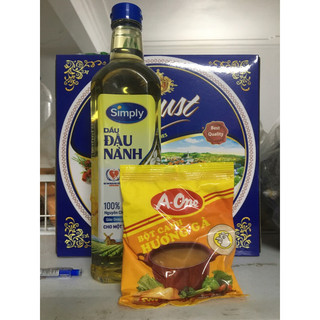 Combo Dầu simply 1L + 3 gói Bột canh hương gà