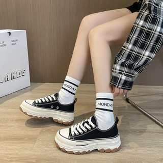 Giày CV nữ cổ thấp đế cao răng cưa giày thể thao nữ độn đế dày 5cm vải canvas đi học đi chơi năng động, Lisa M78
