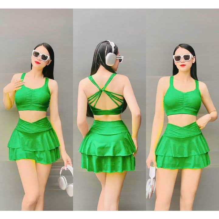 Bộ Váy 2 tầng, cạp chéo - tâp gym aerobic