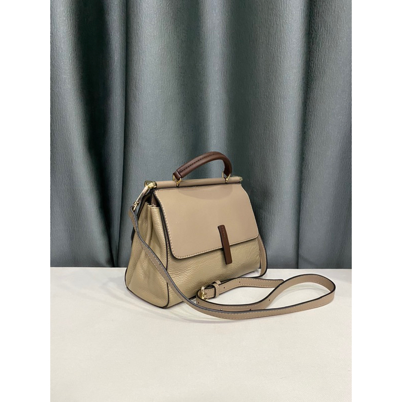 Túi si nhập Nhật dáng xách ta.y đeo chéo 2 nắp da bò hạt