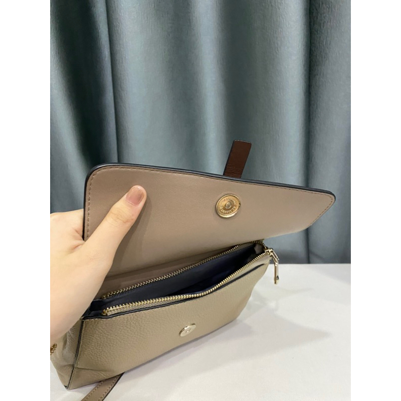 Túi si nhập Nhật dáng xách ta.y đeo chéo 2 nắp da bò hạt