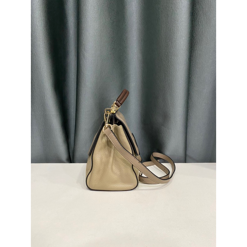 Túi si nhập Nhật dáng xách ta.y đeo chéo 2 nắp da bò hạt