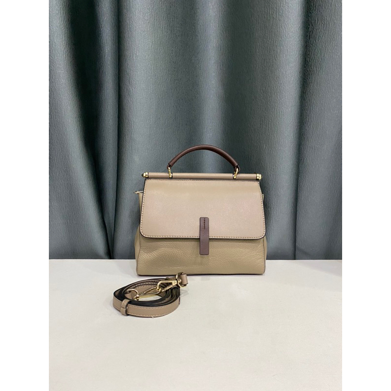 Túi si nhập Nhật dáng xách ta.y đeo chéo 2 nắp da bò hạt