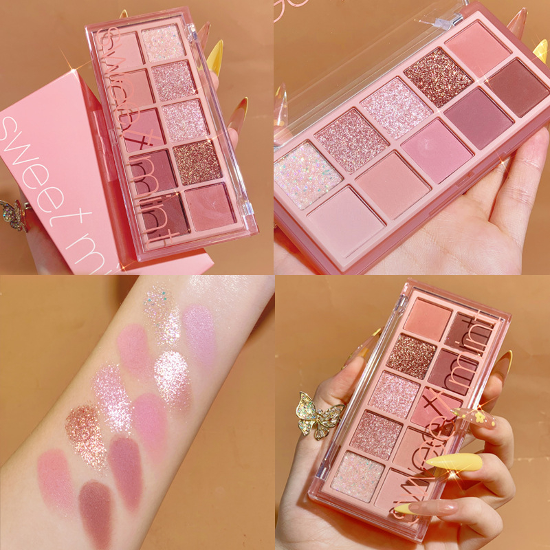 Bảng Phấn Mắt Sweet Mint 10 Màu Sắc Hiệu Ứng Lì Tone Cam Hồng đào