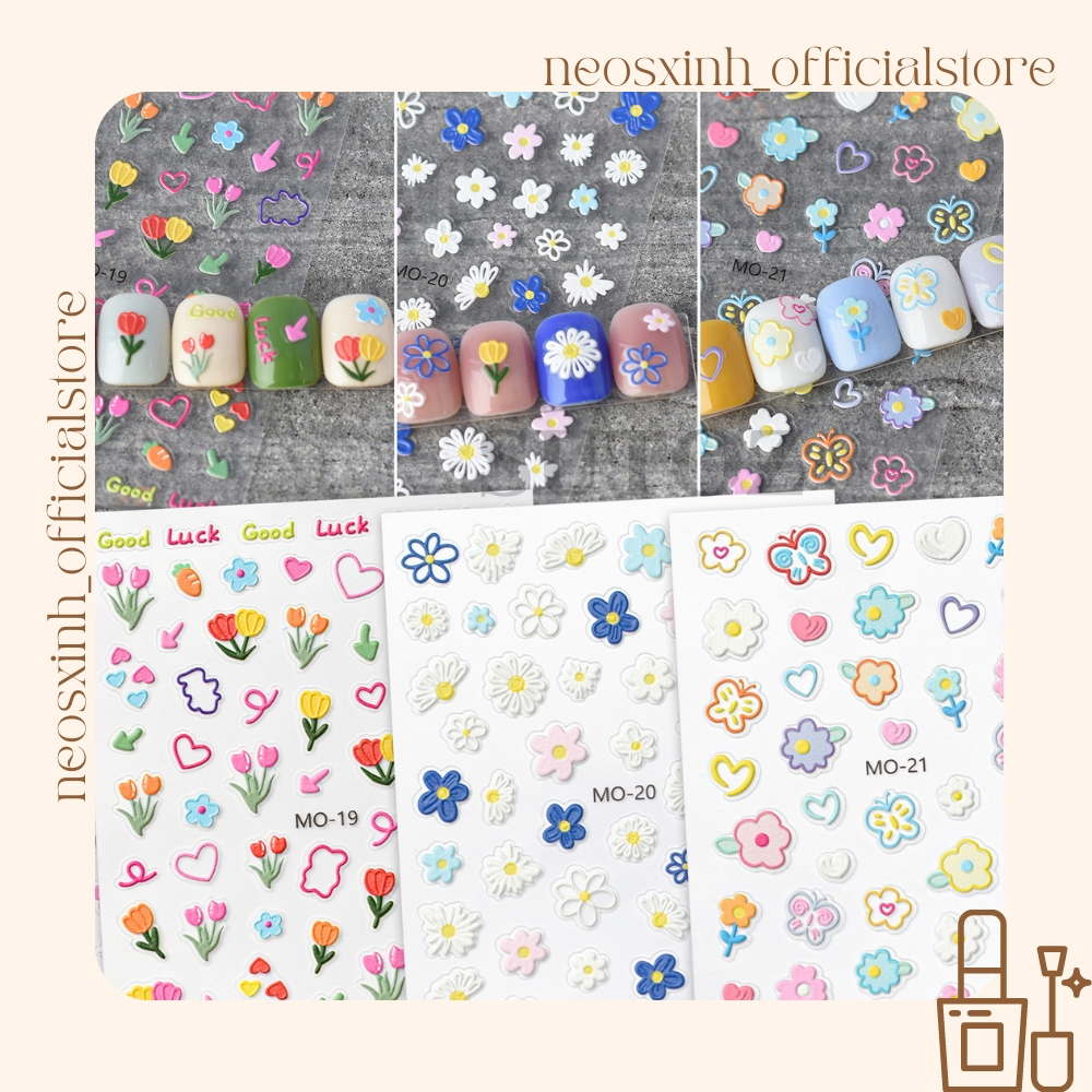Sticker Dán Móng Tay Hoa Cầu Vồng - Hình Dán Móng - Neosxinh Nails