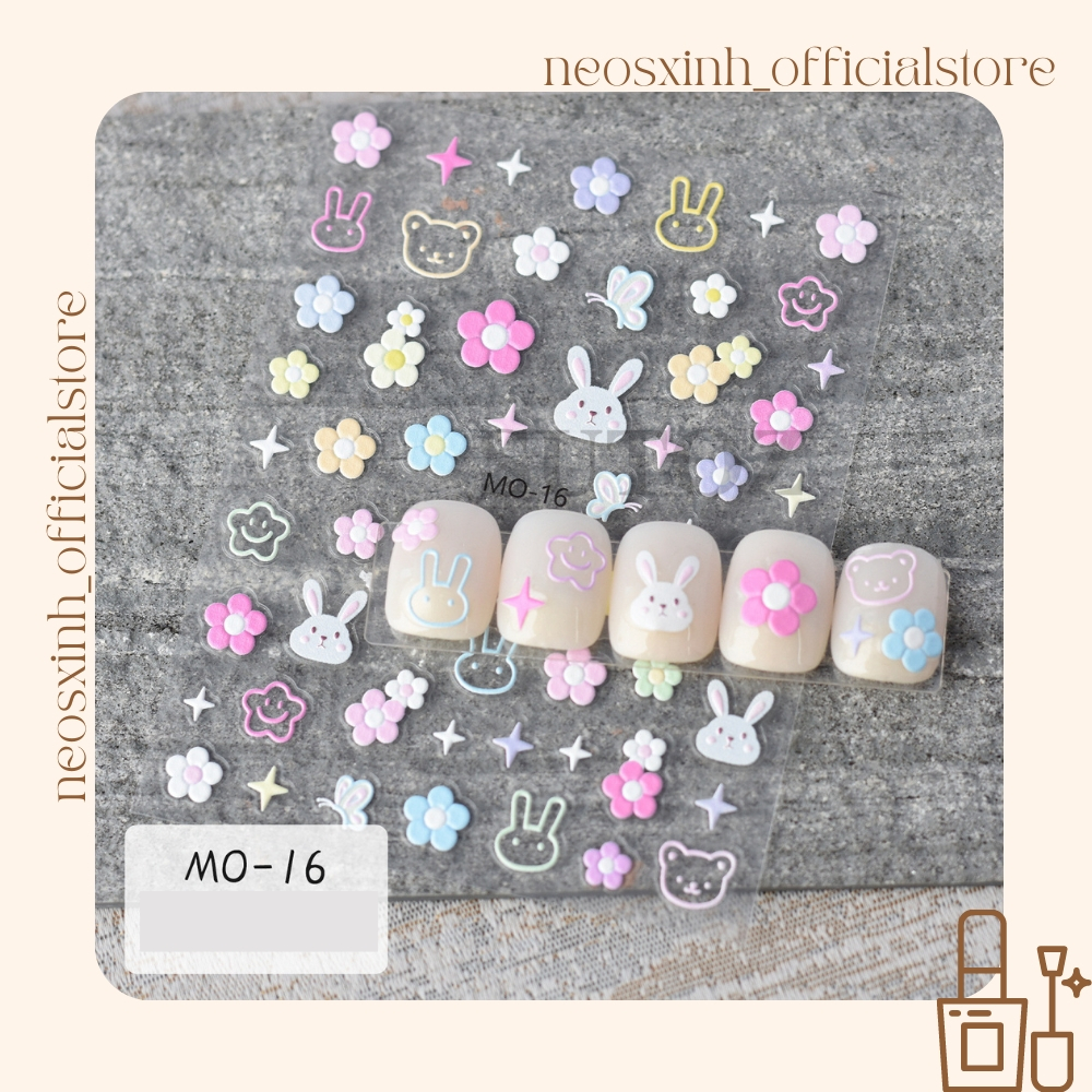 Sticker Dán Móng Tay Hoa Cầu Vồng - Hình Dán Móng - Neosxinh Nails