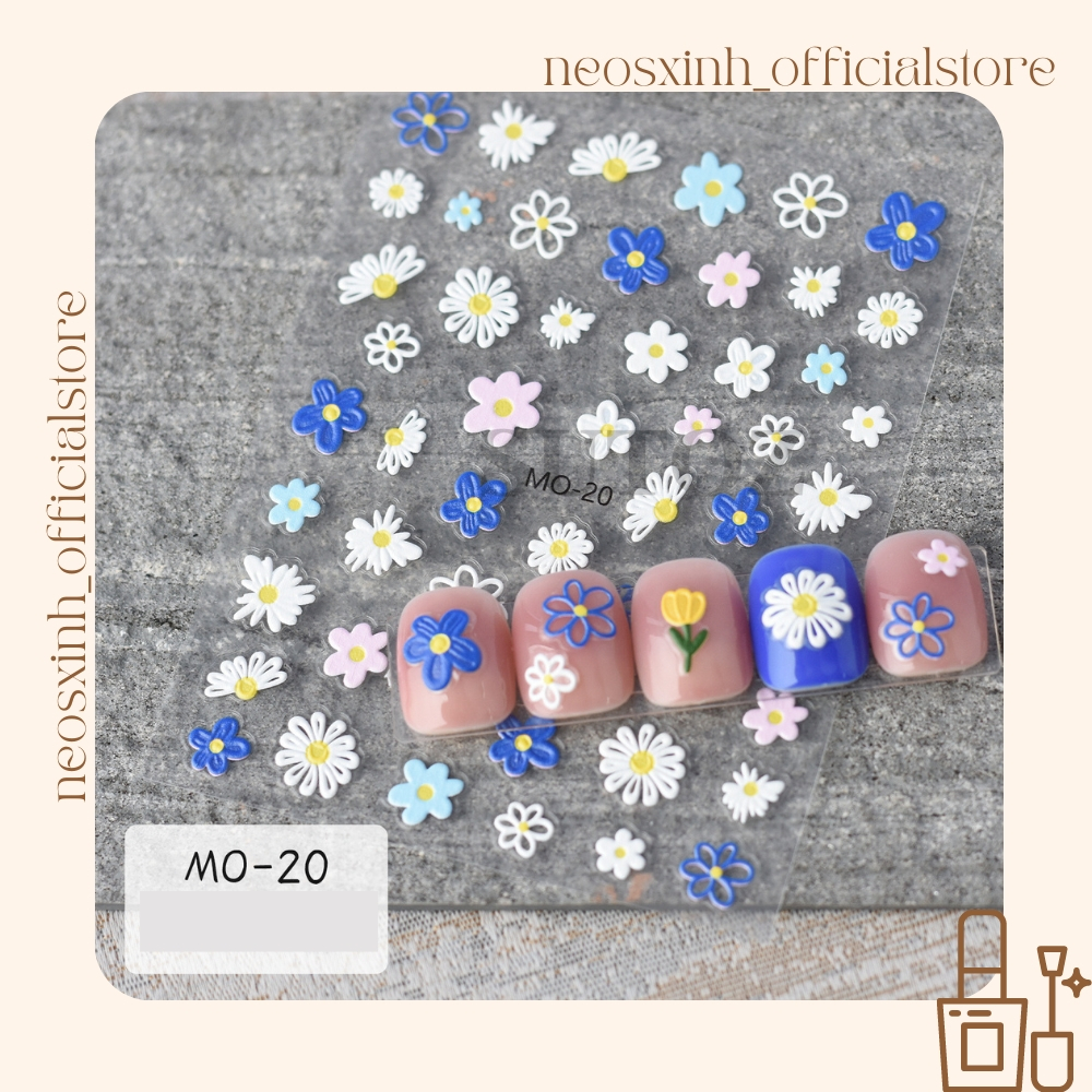 Sticker Dán Móng Tay Hoa Cầu Vồng - Hình Dán Móng - Neosxinh Nails