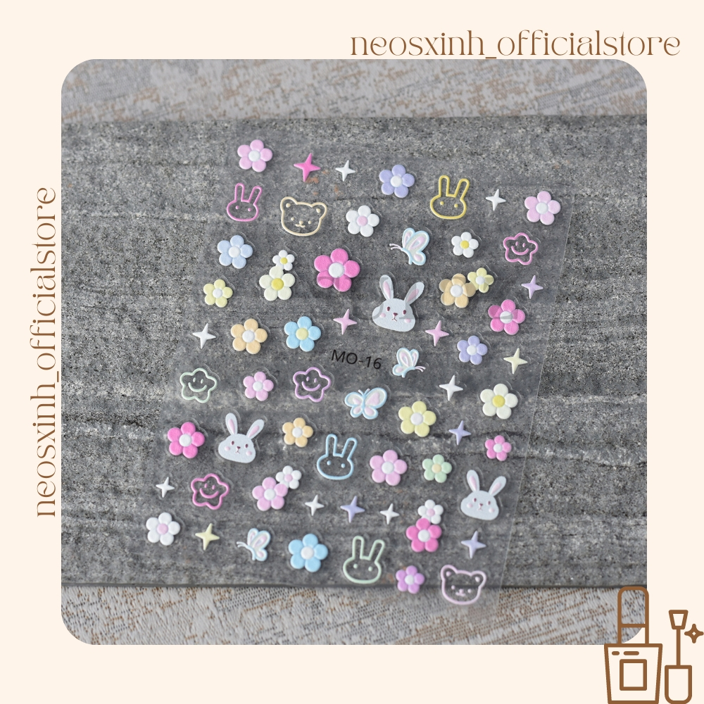Sticker Dán Móng Tay Hoa Cầu Vồng - Hình Dán Móng - Neosxinh Nails