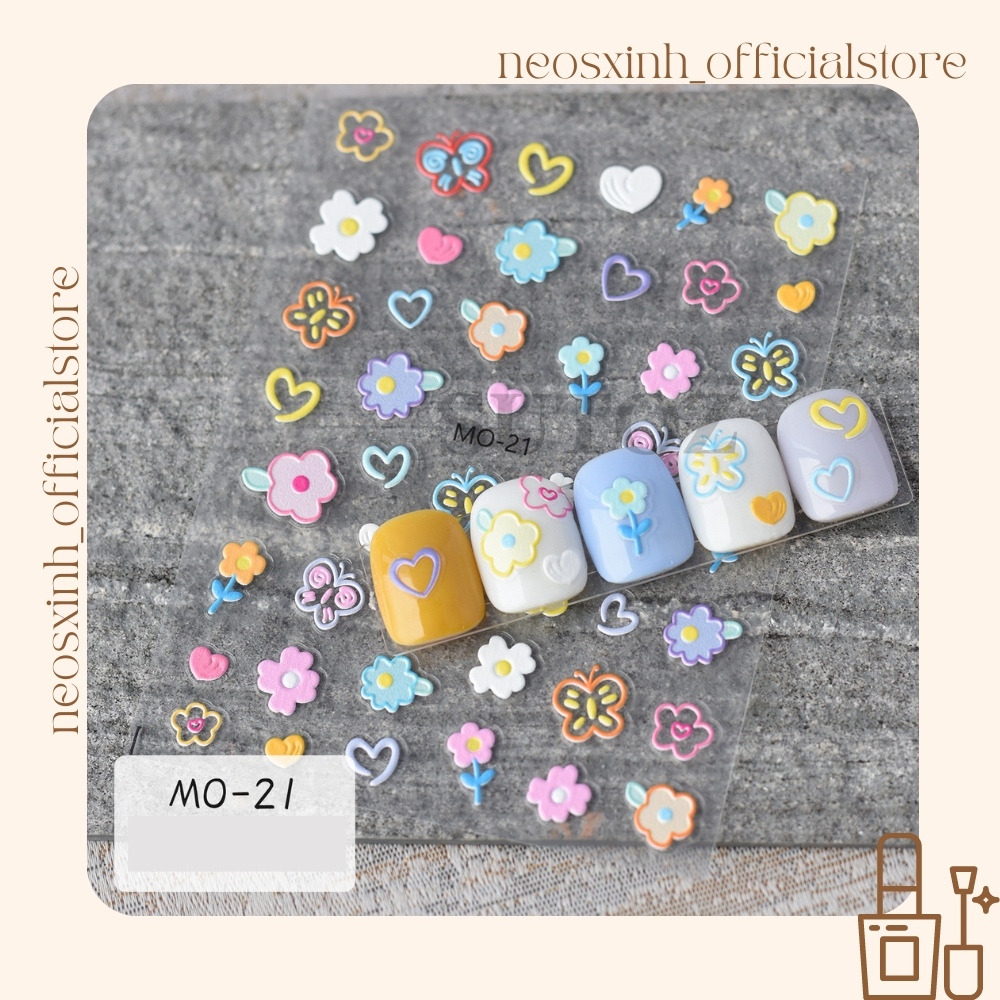 Sticker Dán Móng Tay Hoa Cầu Vồng - Hình Dán Móng - Neosxinh Nails