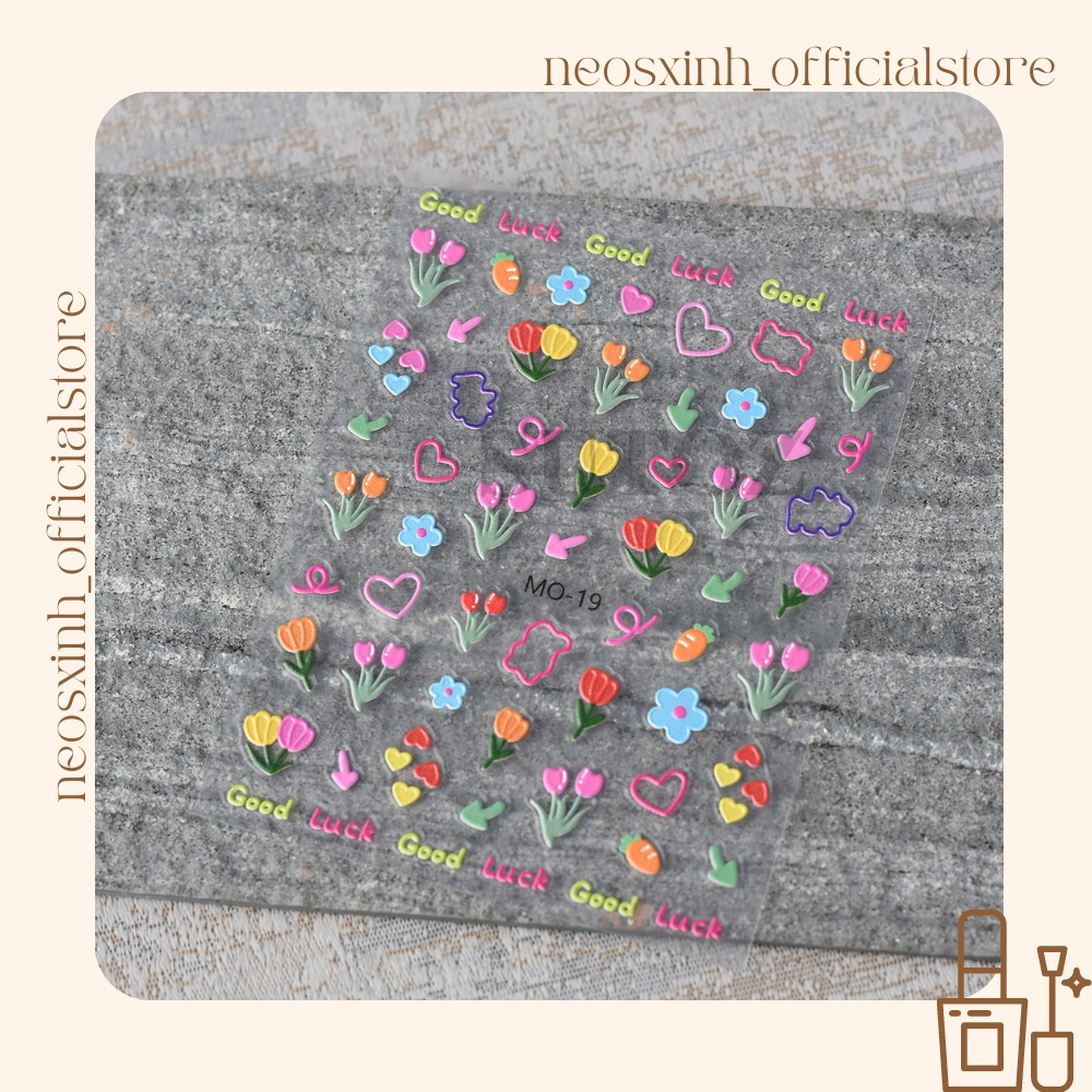 Sticker Dán Móng Tay Hoa Cầu Vồng - Hình Dán Móng - Neosxinh Nails