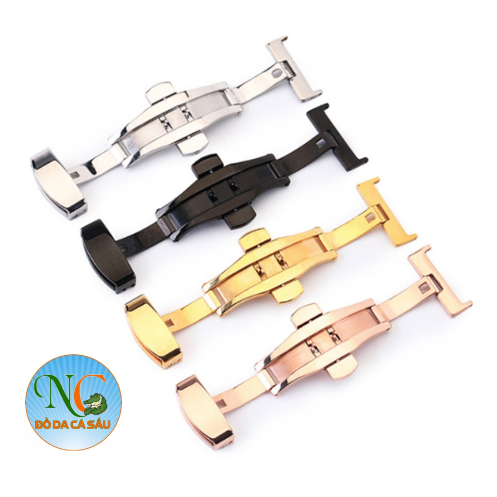 KHÓA BƯỚM đồng hồ ĐÔI thép không gỉ dùng cho dây da