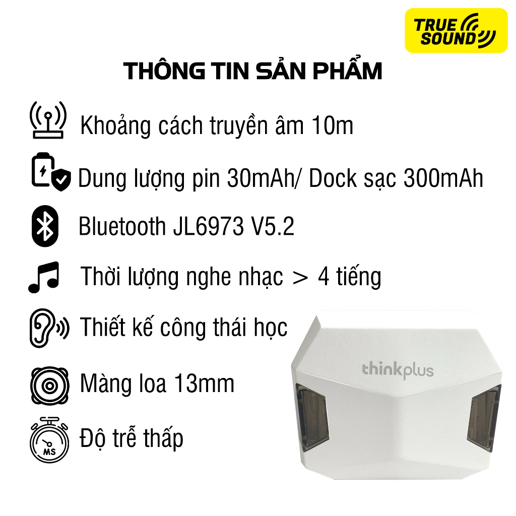 Tai nghe Bluetooth LENOVO GM5 5.2V. Thiết kế phong cách gaming. Độ trễ cực thấp 60ms