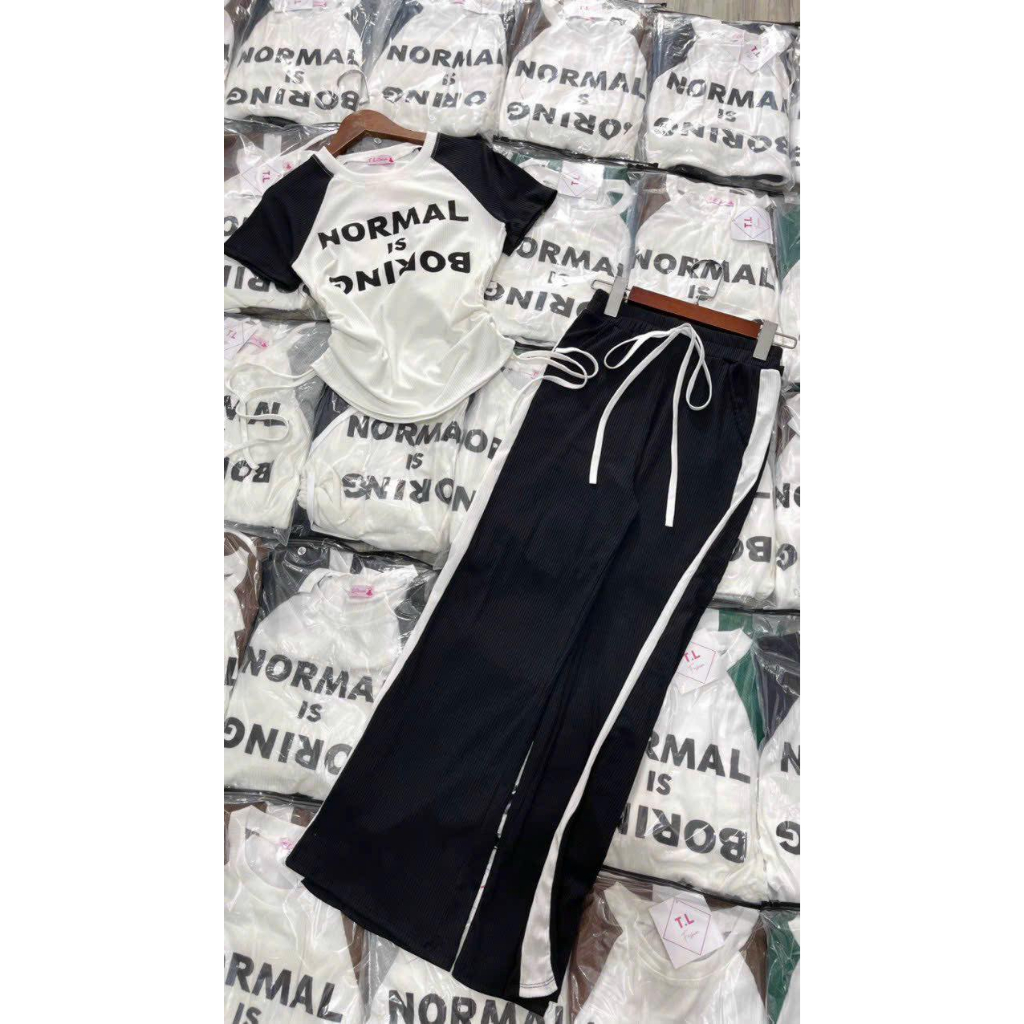 SET BỘ THUN GÂN IN CHỮ RÚT DÂY 2 BÊN THỜI TRANG SIÊU DỄ THƯƠNG