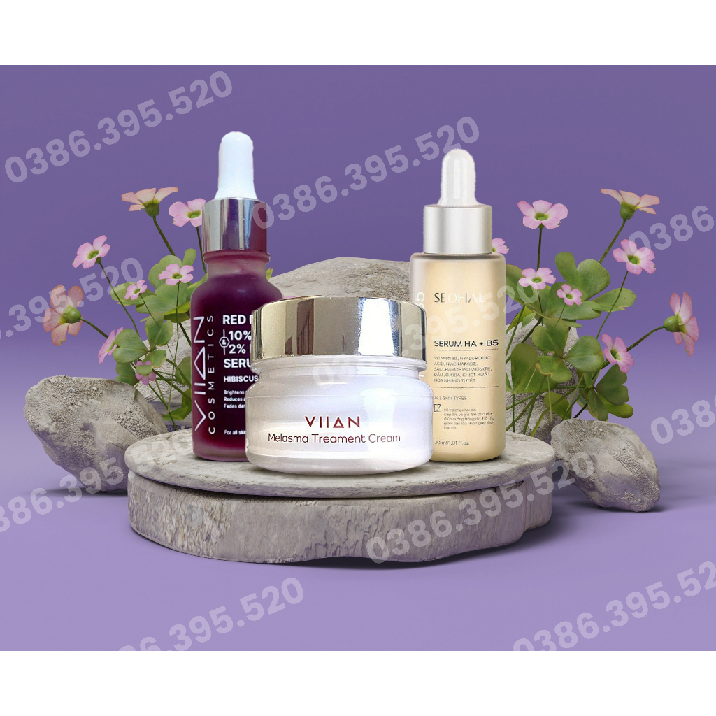 Combo Peel da, Serum HA B5, kem nám Melasma Viian dưỡng trắng da, mờ nám, phục hồi da