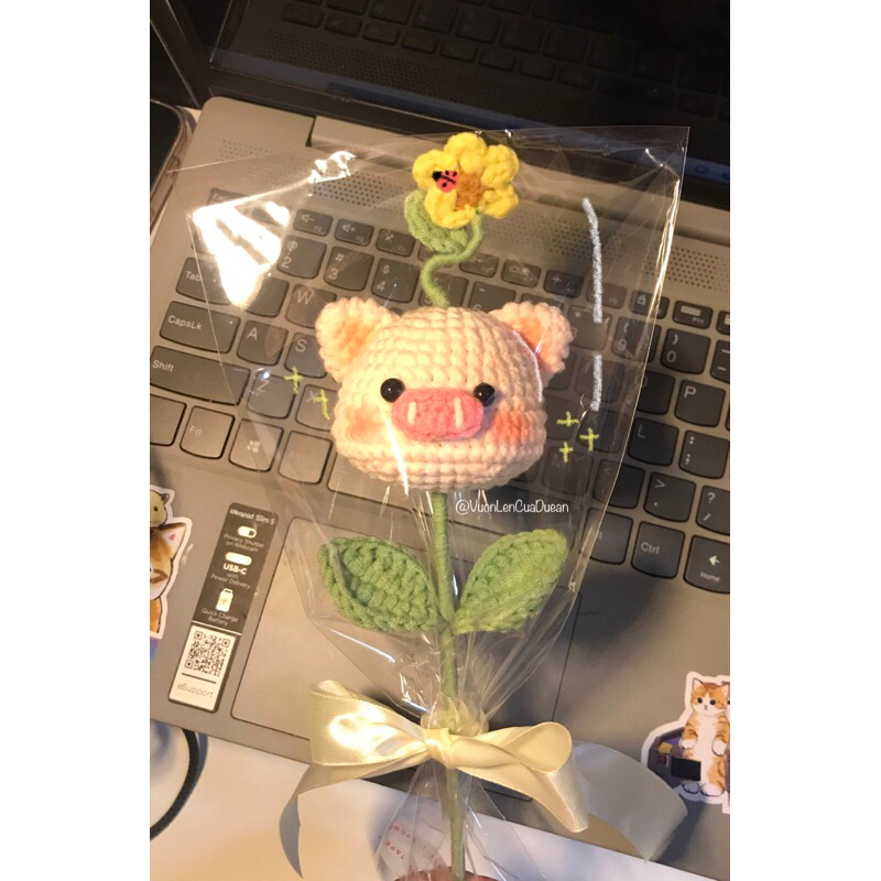 Heo Bông và Hoa Nhỏ bằng len siu Cutee