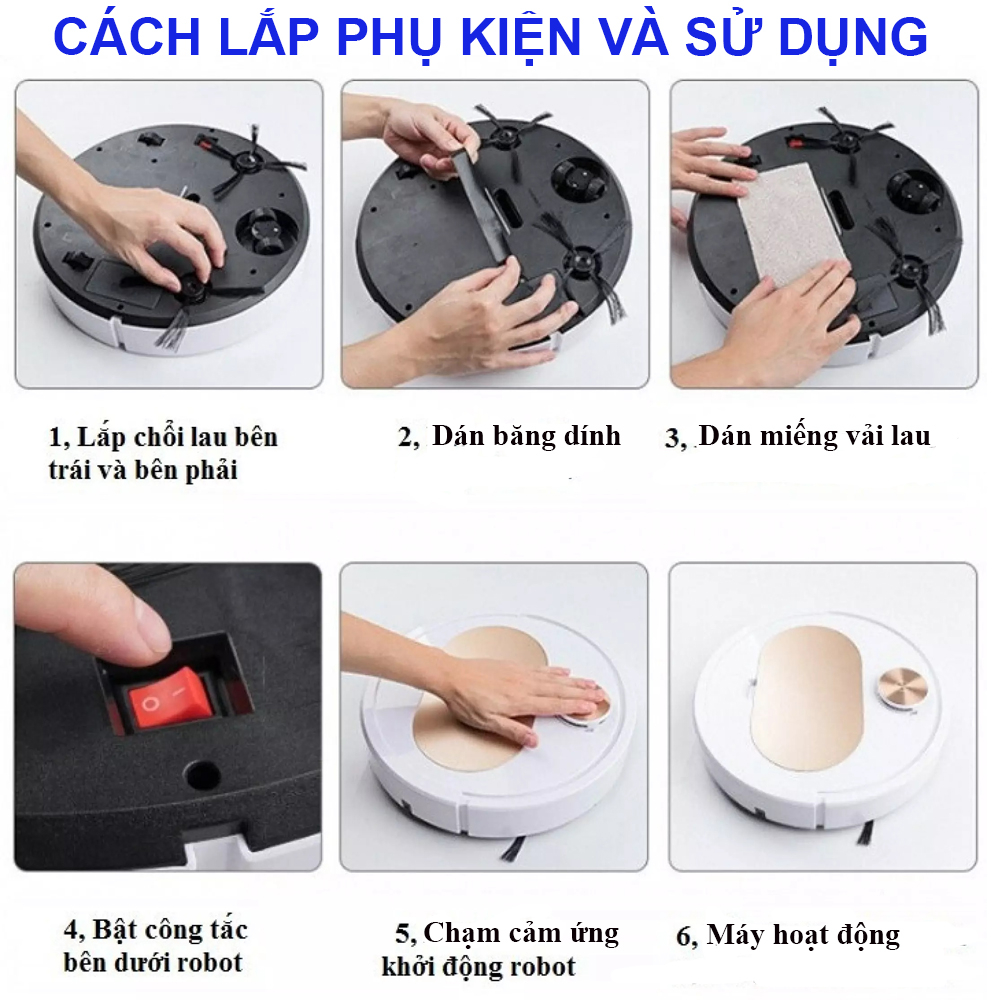 Robot Hút Bụi Lau Sàn Nhà Thông Minh 3in1 Tiện Dụng Cho Gia Đình