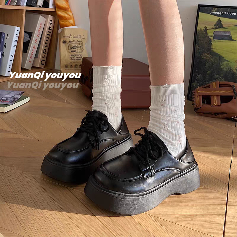 Giày nữ oxford ulzzang lolita độn đế bằng cao to bự dày da bóng/trơn mũi vuông phong cách hàn quốc đẹp mới