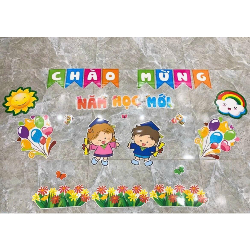 Sét trang trí bảng  chất liệu ép plastic, sẵn nam châm