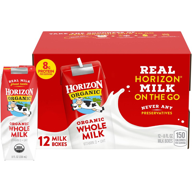 Sữa tươi hữu cơ Horizon nguyên kem (236ml x 12) cho bé từ 1 tuổi