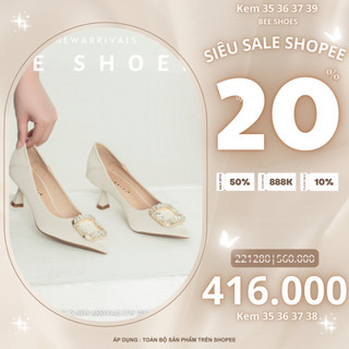 Giày cao gót beeshoes nữ mũi nhọn - giày cao gót nữ gót nhọn cao 5 phân sẵn màu kem 221280