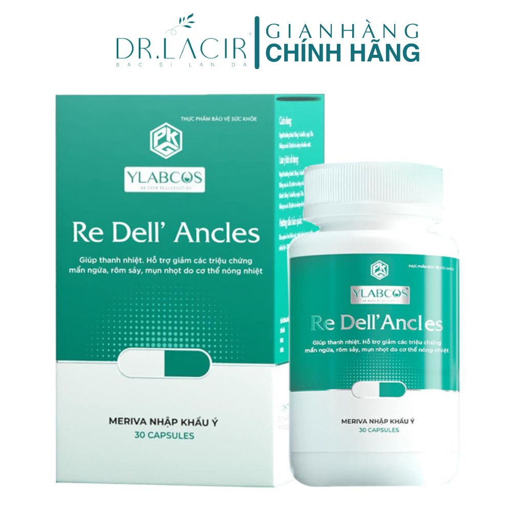 Viên Uống Mụn Re Dell' Ancles cải thiện giảm m.ụn hiệu quả, giảm nóng trong ngăn ngừa m.ụn DR.LACIR Hộp 30 viên