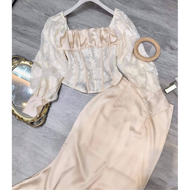 Thanh lý: Set váy áo tay dài tiểu thư