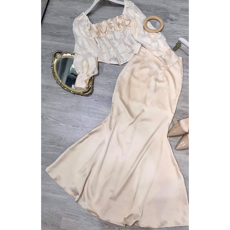 Thanh lý: Set váy áo tay dài tiểu thư