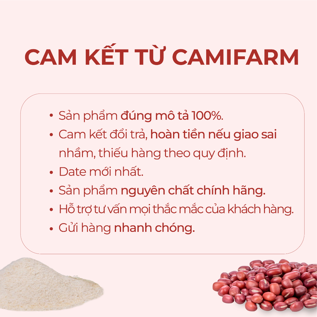 Bột đậu đỏ nguyên chất Camifarm đắp mặt, tẩy da chết body 50g