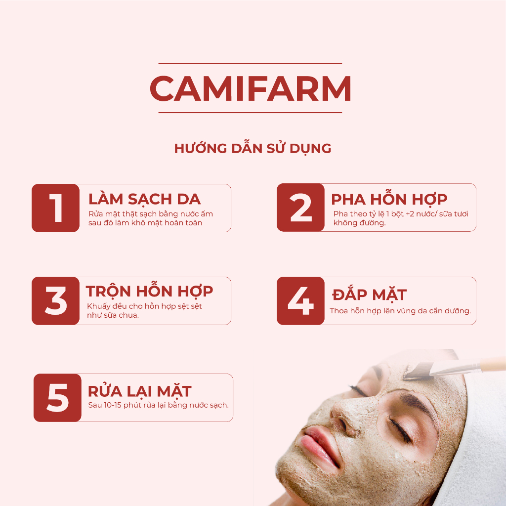 Bột đậu đỏ nguyên chất Camifarm đắp mặt, tẩy da chết body 50g