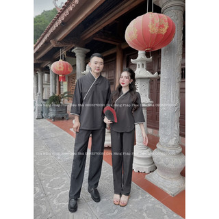 Set đồ lam đi chùa nam-nữ vải hàn quốc cao cấp loại 1